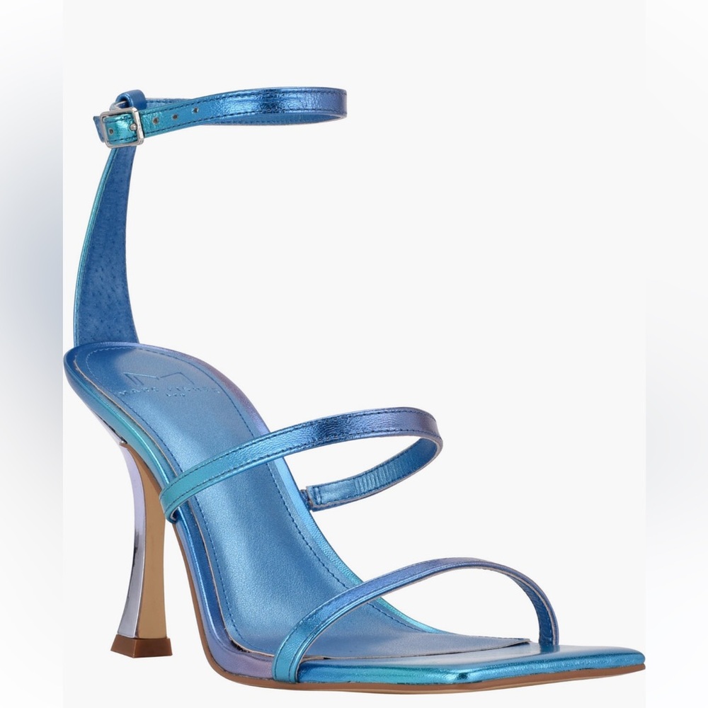 MARC FISHER Blue Metallic Strappy Heel